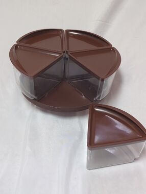 Vintage Rubbermaid Party Plan 5 Canister Lazy Susan Serving Set Brown CRACK